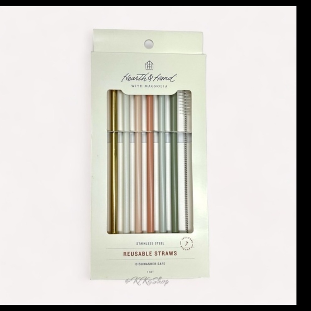 Hearth & Hand Magnolia 8” Reusable Metal Straws ( Pack of 6)